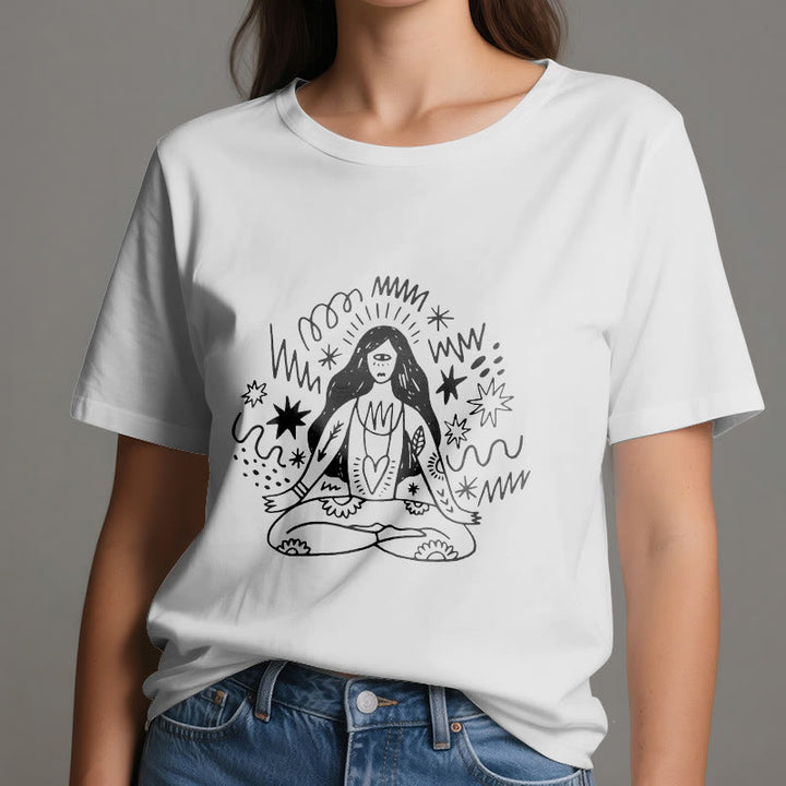 Maglietta Olivenorma con disegno graffiti e yoga girl - image 5