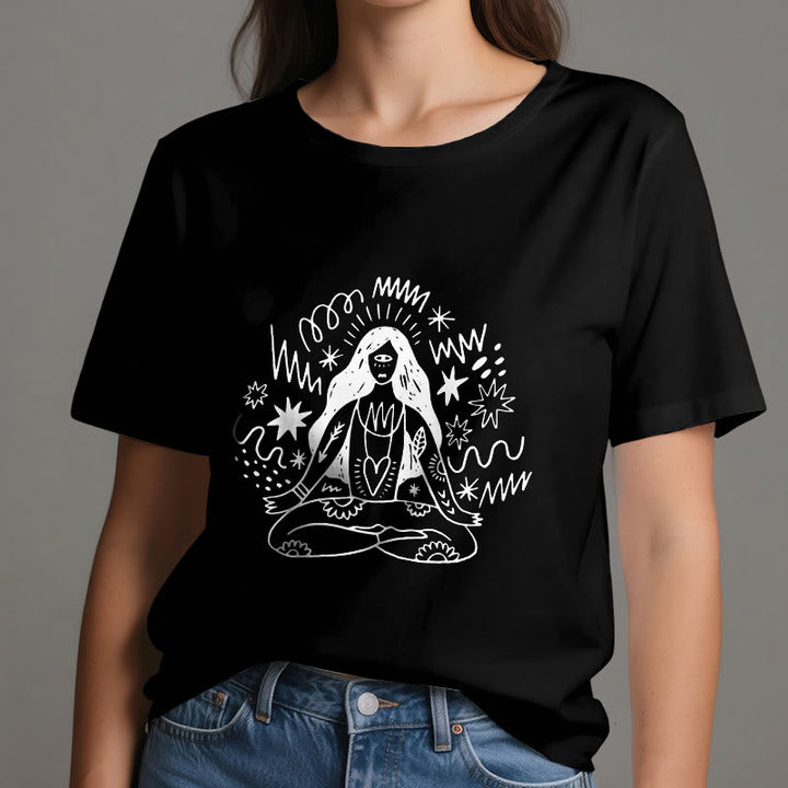 Maglietta Olivenorma con disegno graffiti e yoga girl - image 7