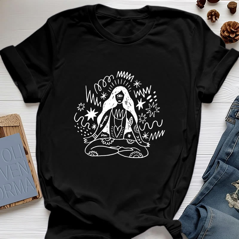 Maglietta Olivenorma con disegno graffiti e yoga girl - Nero - 2XL - image 6