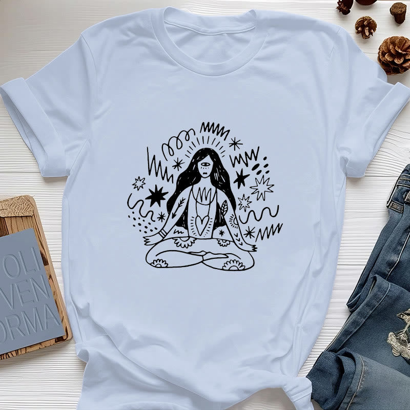 Maglietta Olivenorma con disegno graffiti e yoga girl - Blu - 2XL - image 10