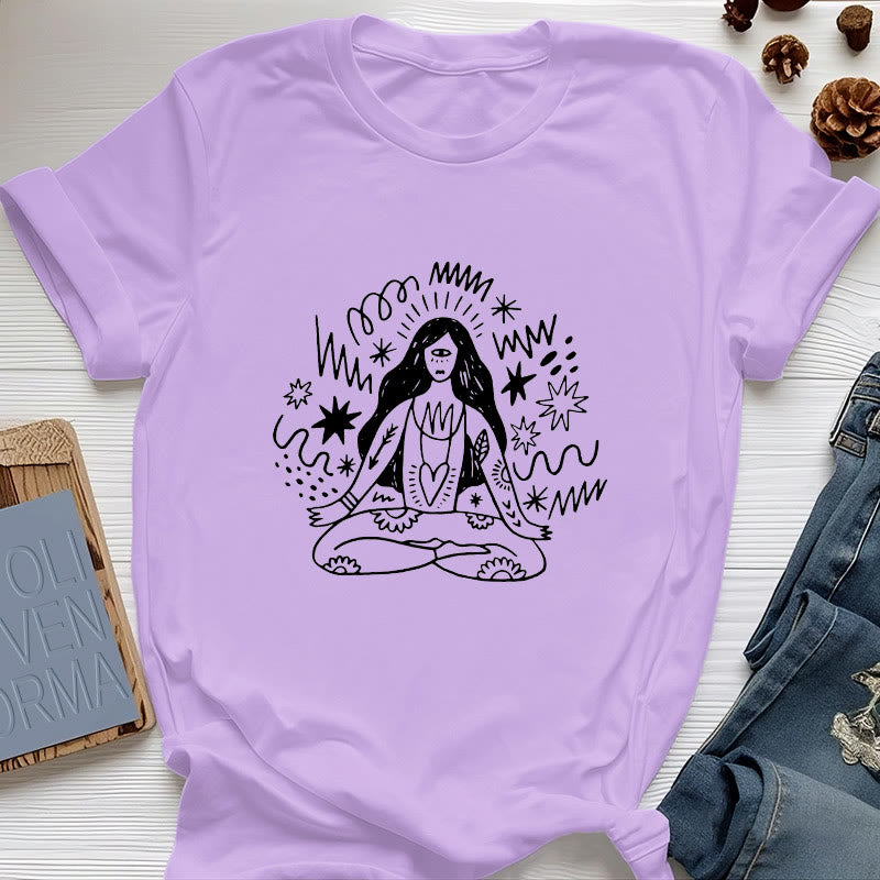 Maglietta Olivenorma con disegno graffiti e yoga girl - Viola - 2XL - image 14