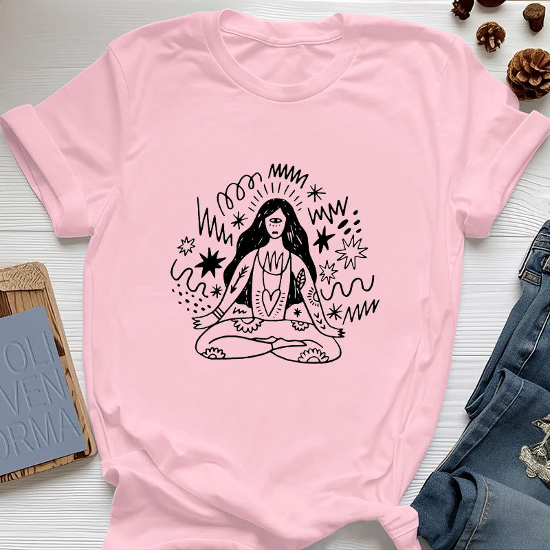 Maglietta Olivenorma con disegno graffiti e yoga girl - Rosa - 2XL - image 12