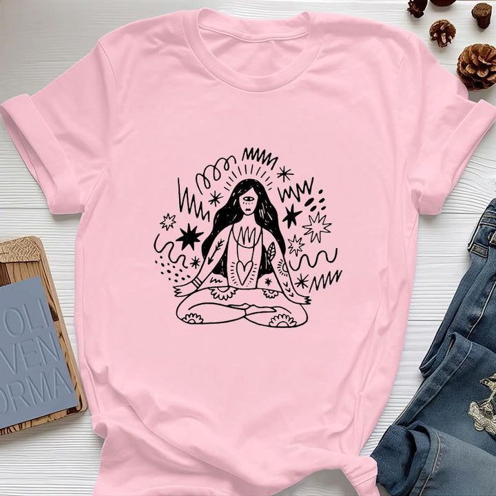 Maglietta Olivenorma con disegno graffiti e yoga girl - Rosa - 2XL - image 12