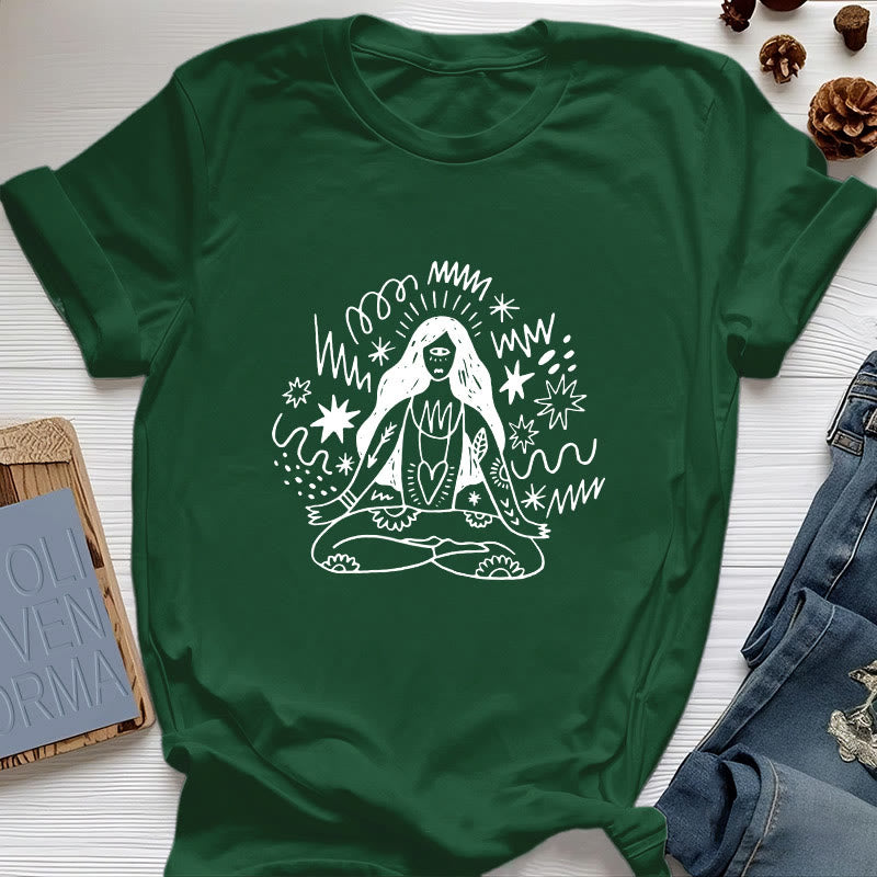 Maglietta Olivenorma con disegno graffiti e yoga girl - Verde scuro - 2XL - image 18
