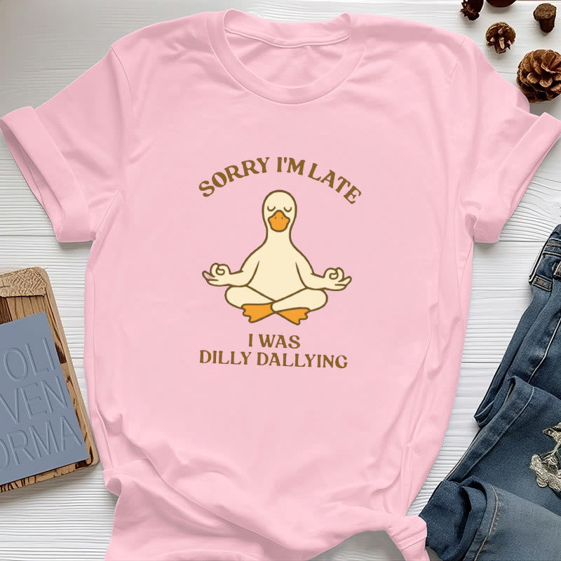 Maglietta Olivenorma " Scusa il ritardo, stavo perdendo tempo" - Rosa - Anatra in meditazione - 2XL - image 27