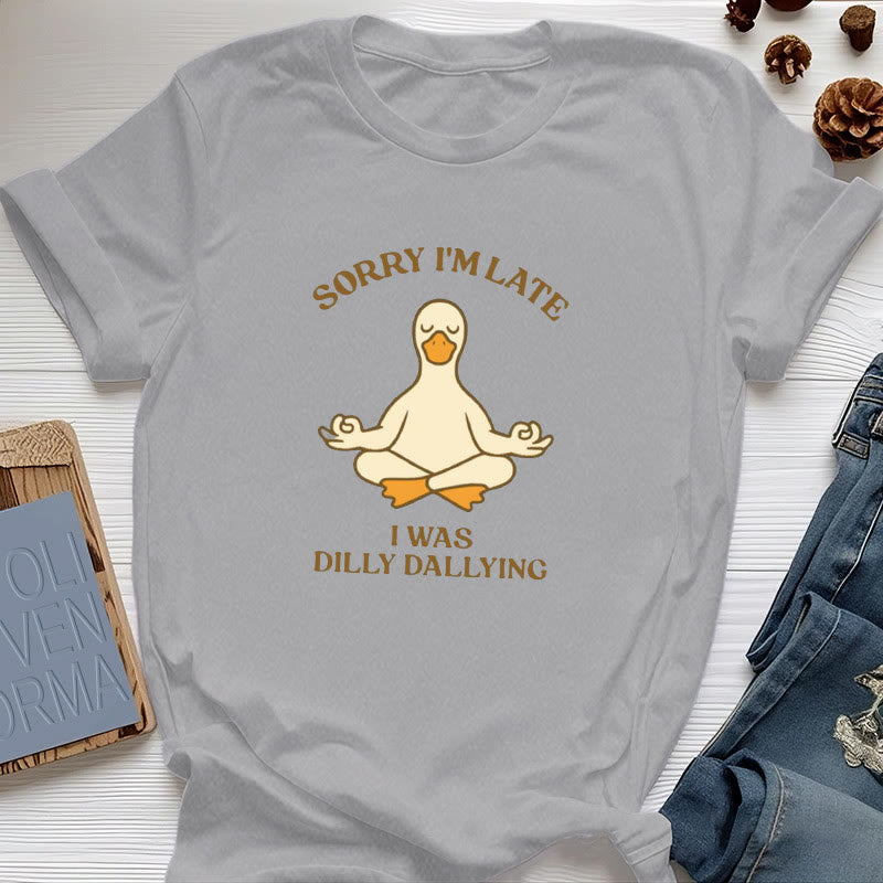Maglietta Olivenorma " Scusa il ritardo, stavo perdendo tempo" - Grigio - Anatra in meditazione - 2XL - image 12