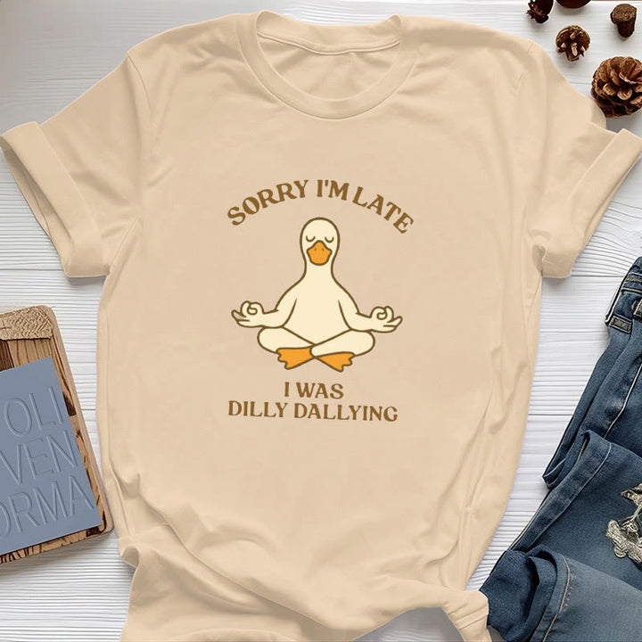 Maglietta Olivenorma " Scusa il ritardo, stavo perdendo tempo" - Giallo - Anatra in meditazione - 2XL - image 17