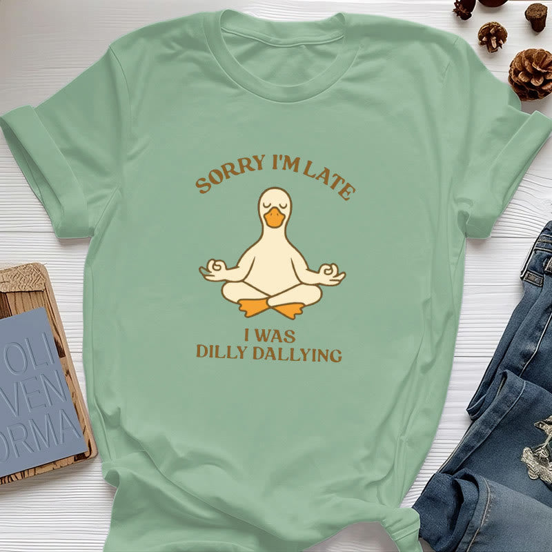 Maglietta Olivenorma " Scusa il ritardo, stavo perdendo tempo" - Verde chiaro - Anatra in meditazione - 2XL - image 37