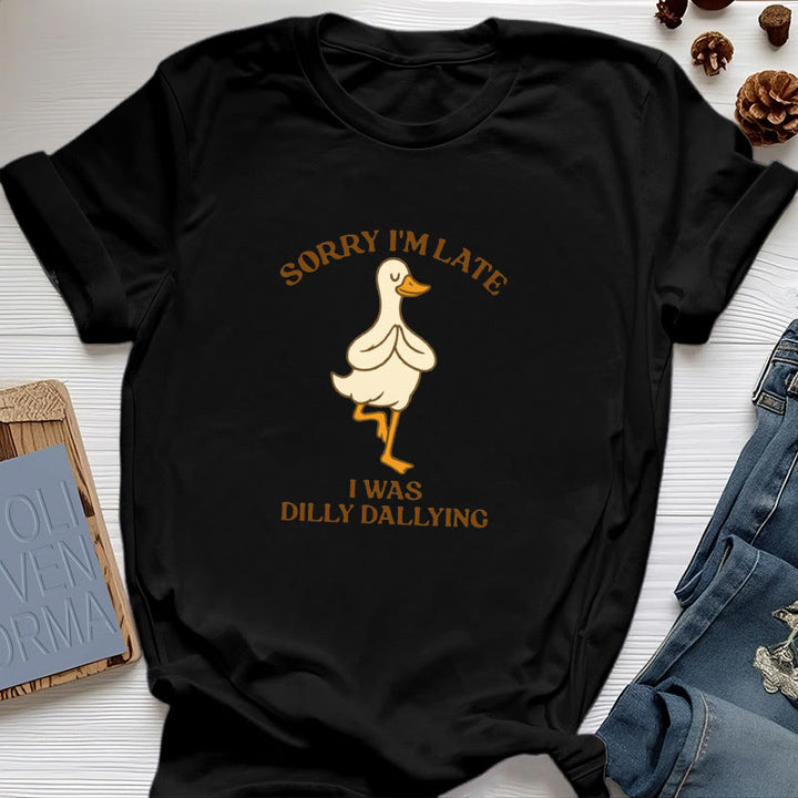 Maglietta Olivenorma " Scusa il ritardo, stavo perdendo tempo" - Nero - Posizione dell'albero, anatra - 2XL - image 9
