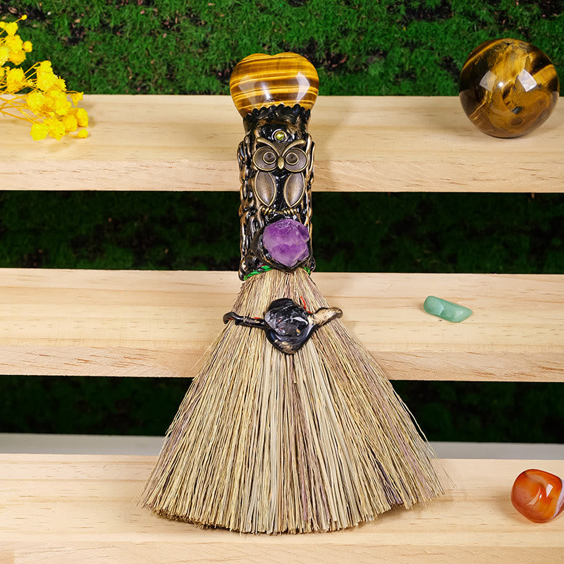 Scopa di cristallo a forma di cuore Olivenorma per la purificazione delle streghe, decorazione Wiccan - Occhio di tigre - image 6