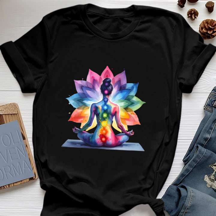 T-shirt Olivenorma 7 Chakra Meditazione Loto - Nero - 2XL - image 5