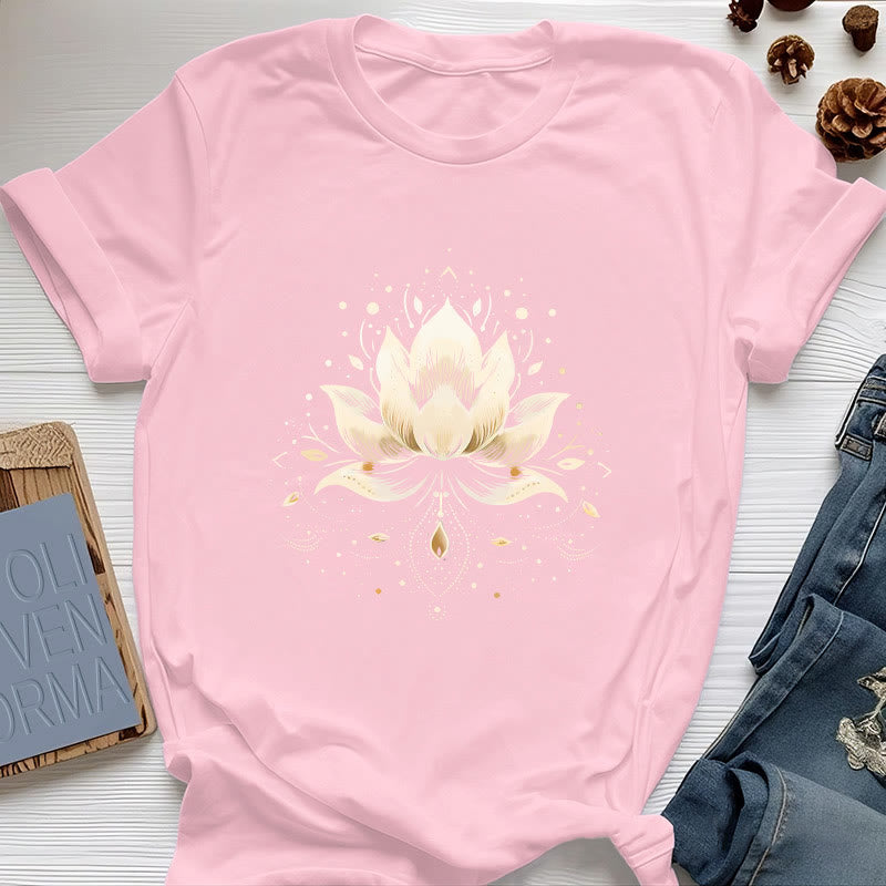 Maglietta in puro cotone Olivenorma Blossoming Lotus - Rosa - 2XL - image 13