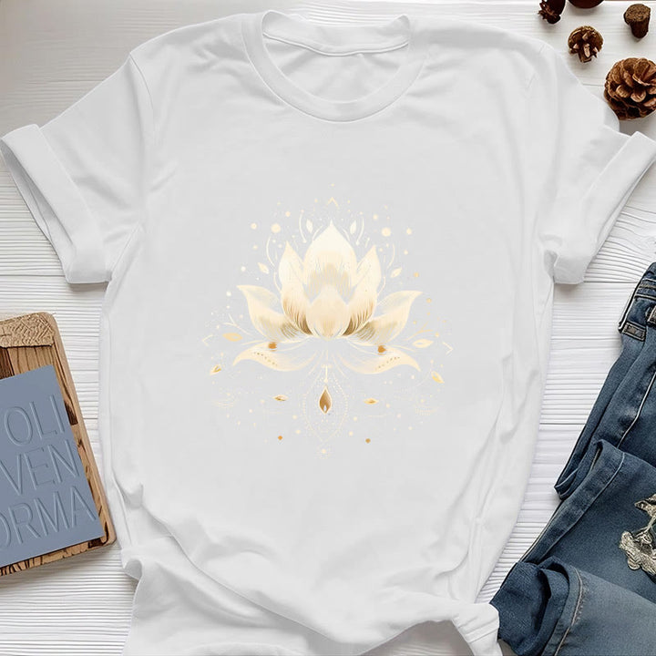 Maglietta in puro cotone Olivenorma Blossoming Lotus - Bianco - 2XL - image 6