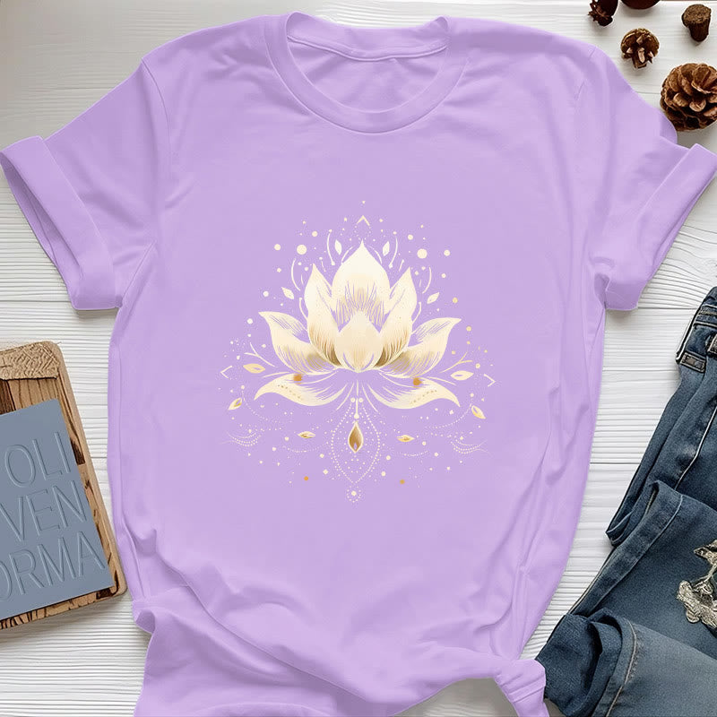 Maglietta in puro cotone Olivenorma Blossoming Lotus - Viola - 2XL - image 15