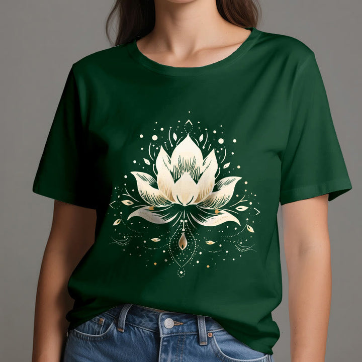 Maglietta in puro cotone Olivenorma Blossoming Lotus - image 20