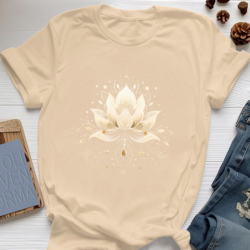 Maglietta in puro cotone Olivenorma Blossoming Lotus - Giallo - 2XL - image 10