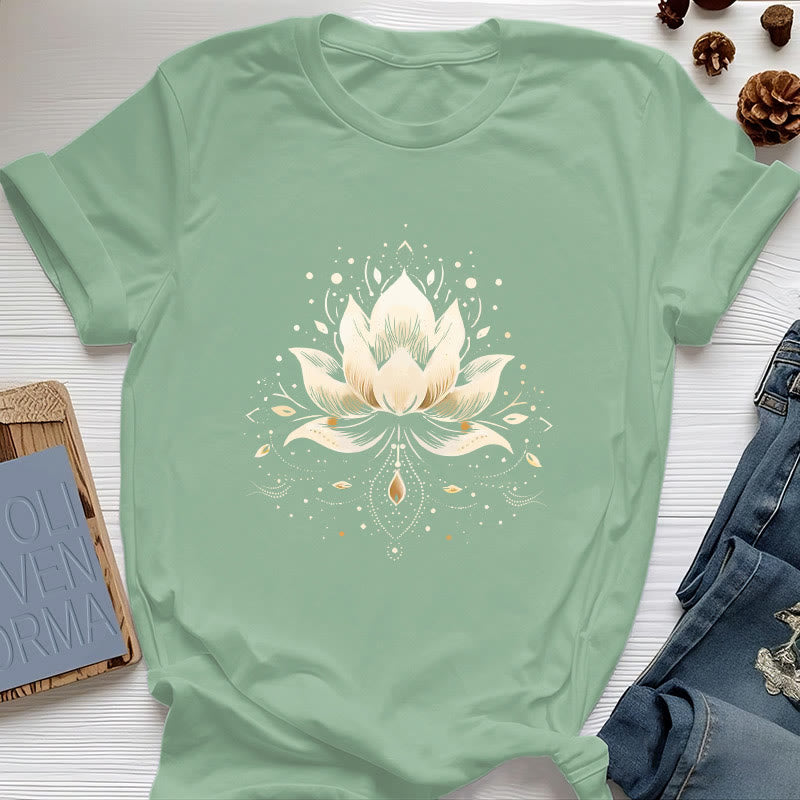 Maglietta in puro cotone Olivenorma Blossoming Lotus - Verde chiaro - 2XL - image 17