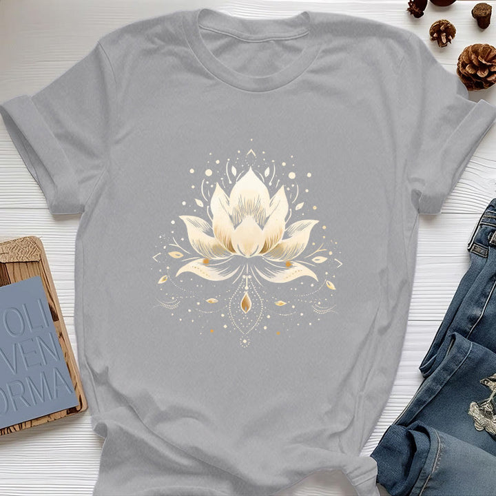 Maglietta in puro cotone Olivenorma Blossoming Lotus - Grigio - 2XL - image 7