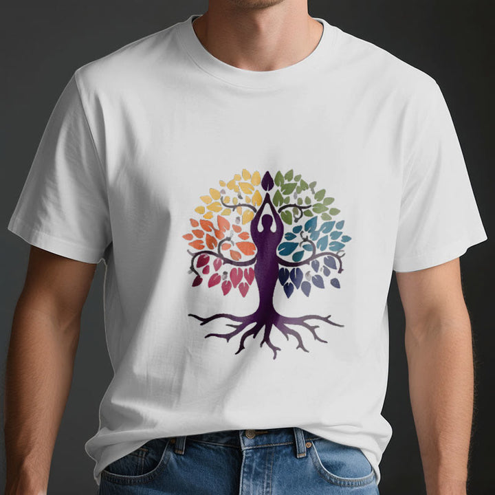 Maglietta in cotone spirituale Olivenorma Yoga Tree - image 3