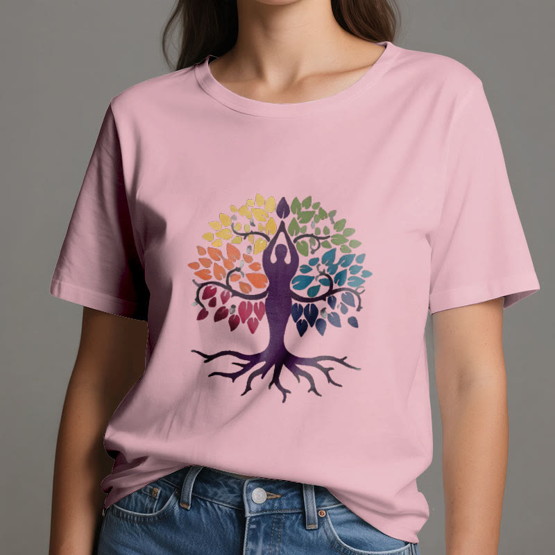 Maglietta in cotone spirituale Olivenorma Yoga Tree - image 14
