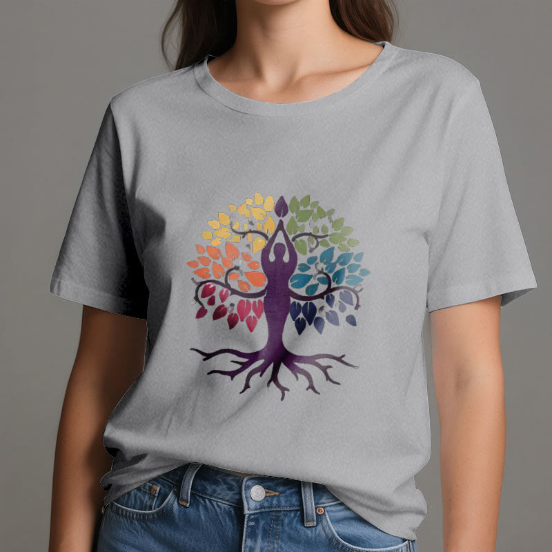 Maglietta in cotone spirituale Olivenorma Yoga Tree - image 8