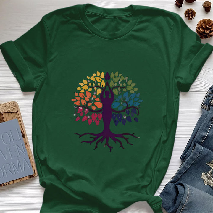 Maglietta in cotone spirituale Olivenorma Yoga Tree - Verde scuro - 2XL - image 19