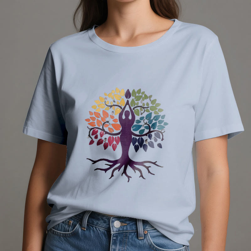 Maglietta in cotone spirituale Olivenorma Yoga Tree - image 12