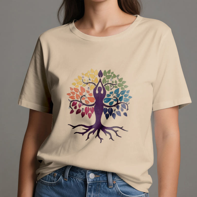 Maglietta in cotone spirituale Olivenorma Yoga Tree - image 10