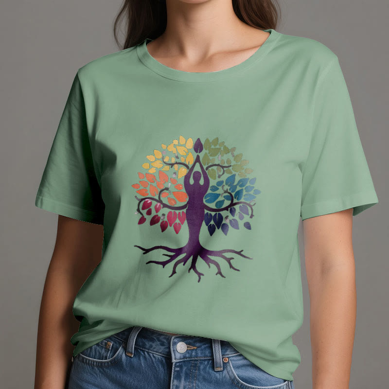 Maglietta in cotone spirituale Olivenorma Yoga Tree - image 18