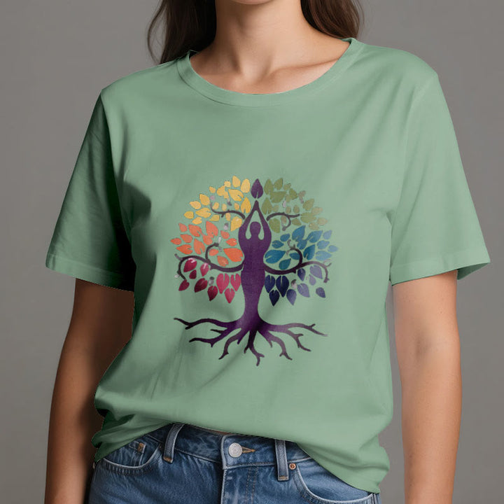 Maglietta in cotone spirituale Olivenorma Yoga Tree - image 18