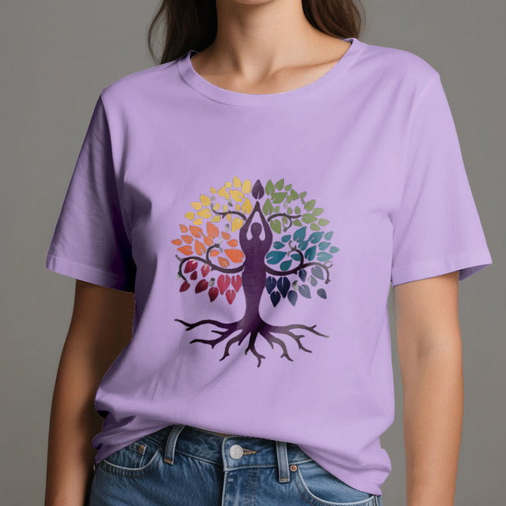 Maglietta in cotone spirituale Olivenorma Yoga Tree - image 16