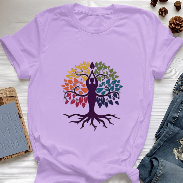 Maglietta in cotone spirituale Olivenorma Yoga Tree - Viola - 2XL - image 15
