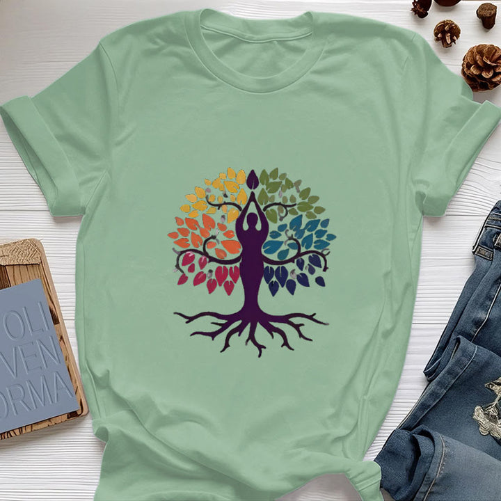 Maglietta in cotone spirituale Olivenorma Yoga Tree - Verde chiaro - 2XL - image 17