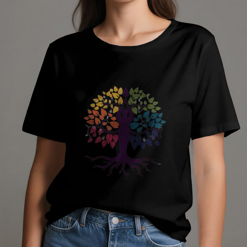 Maglietta in cotone spirituale Olivenorma Yoga Tree - image 6