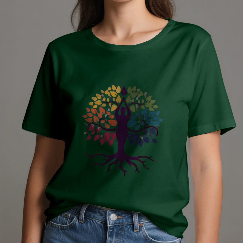 Maglietta in cotone spirituale Olivenorma Yoga Tree - image 20