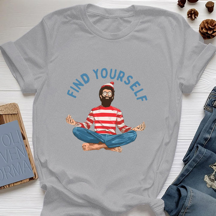 Olivenorma "TROVA TE STESSO" Maglietta in cotone con meditazione spirituale - Grigio - 2XL - image 10
