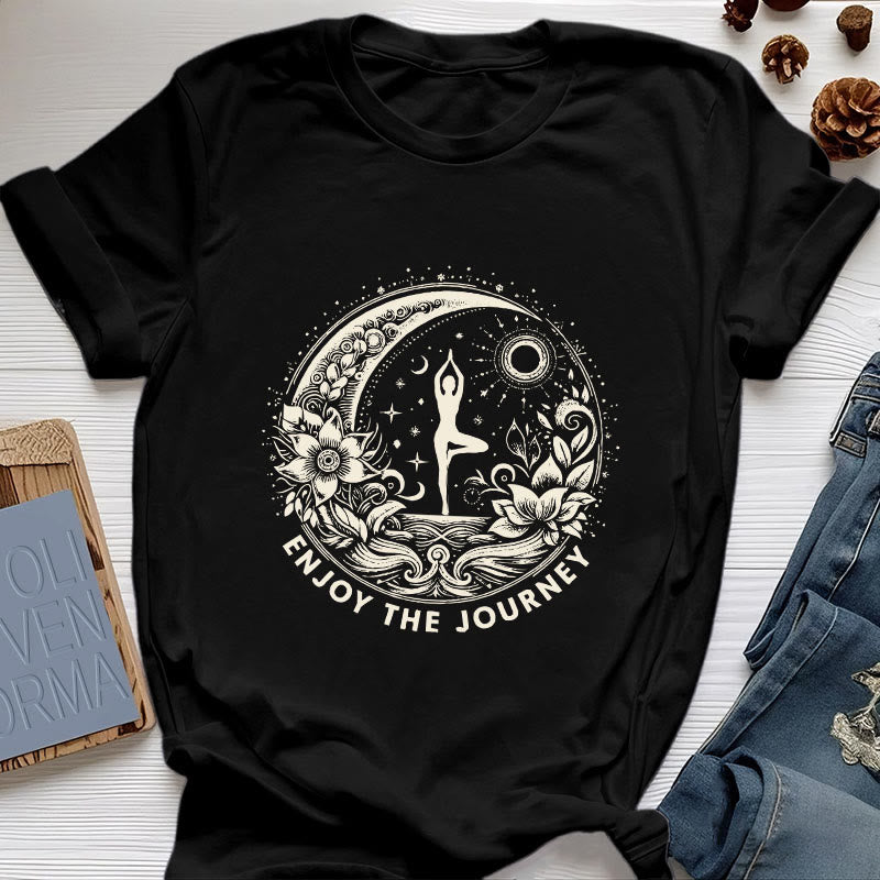 Olivenorma "GODITI IL VIAGGIO" Maglietta Yoga Spirituale - Nero - 2XL - image 8