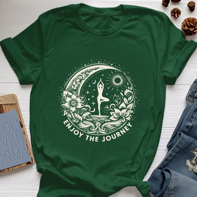 Olivenorma "GODITI IL VIAGGIO" Maglietta Yoga Spirituale - Verde scuro - 2XL - image 20