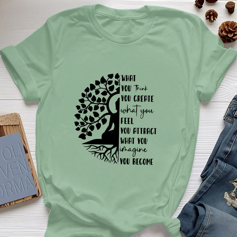 Maglietta in cotone con meditazione yoga e albero della vita Olivenorma - Verde chiaro - 2XL - image 1