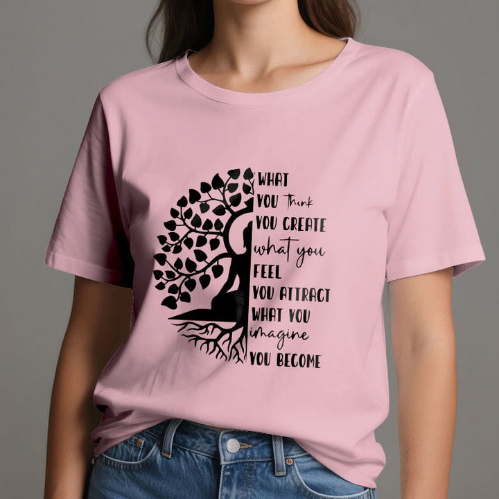Maglietta in cotone con meditazione yoga e albero della vita Olivenorma - image 16