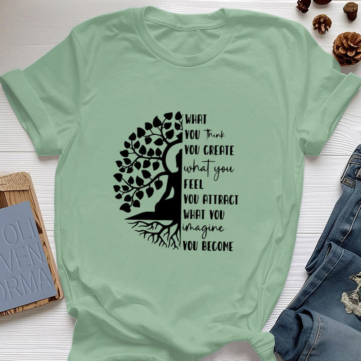 Maglietta in cotone con meditazione yoga e albero della vita Olivenorma - Verde chiaro - 2XL - image 0