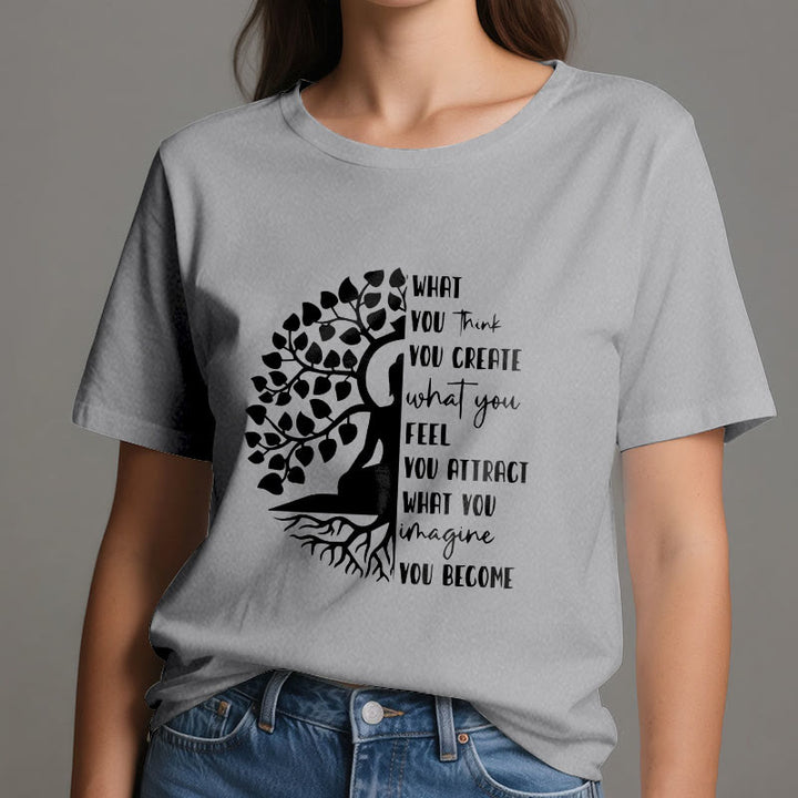 Maglietta in cotone con meditazione yoga e albero della vita Olivenorma - image 10
