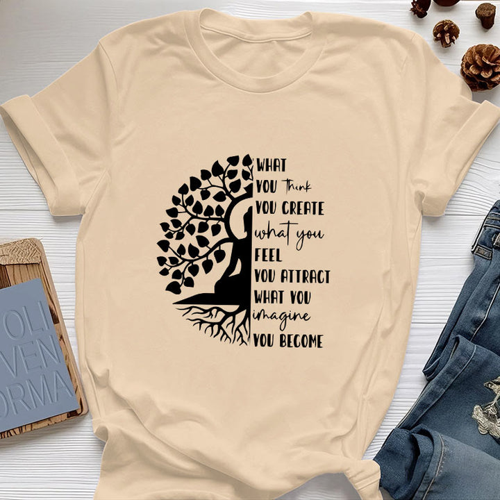 Maglietta in cotone con meditazione yoga e albero della vita Olivenorma - Giallo - 2XL - image 11