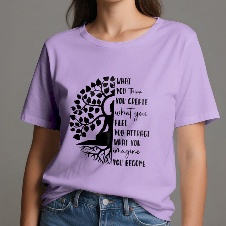 Maglietta in cotone con meditazione yoga e albero della vita Olivenorma - image 18