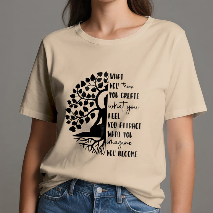 Maglietta in cotone con meditazione yoga e albero della vita Olivenorma - image 12
