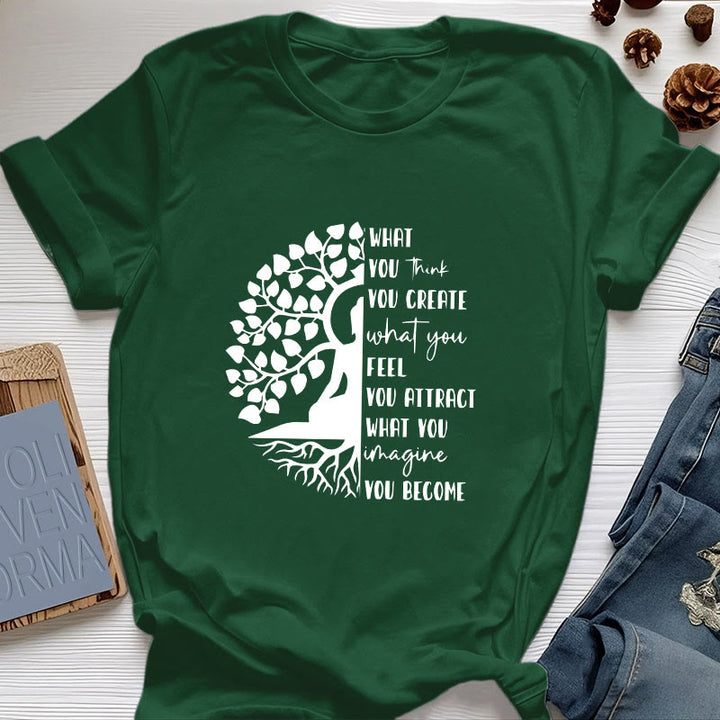 Maglietta in cotone con meditazione yoga e albero della vita Olivenorma - Verde scuro - 2XL - image 19