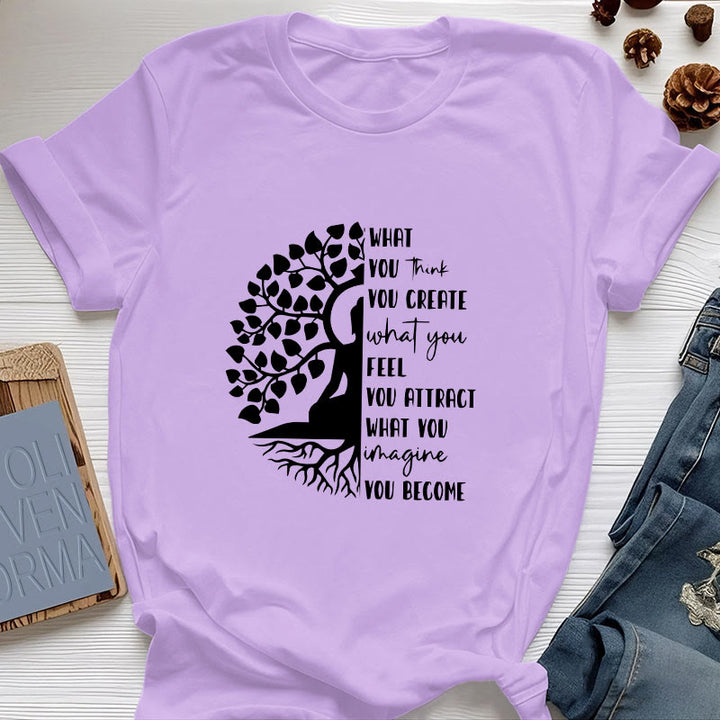 Maglietta in cotone con meditazione yoga e albero della vita Olivenorma - Viola - 2XL - image 17