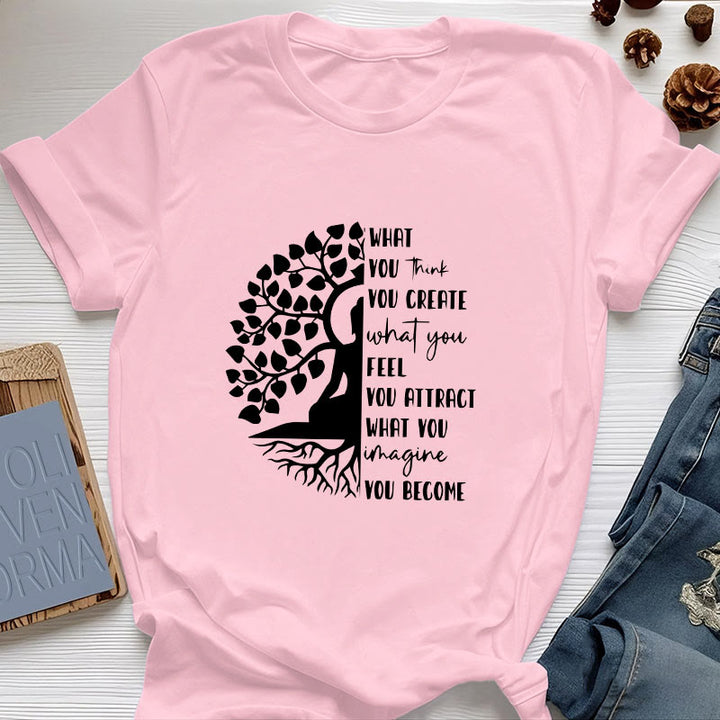 Maglietta in cotone con meditazione yoga e albero della vita Olivenorma - Rosa - 2XL - image 15
