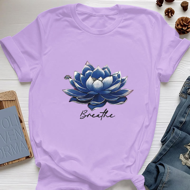 Olivenorma "BREATHE" Maglietta spirituale Lotus Yoga Apparel - Viola - 2XL - image 15