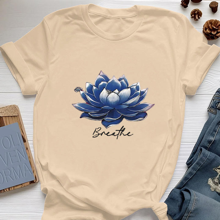 Olivenorma "BREATHE" Maglietta spirituale Lotus Yoga Apparel - Giallo - 2XL - image 0